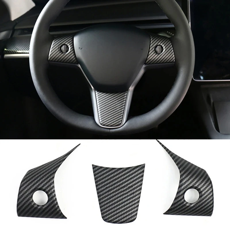 

Автомобильная Мерцающая модель из АБС-пластика и углеродного волокна, искусственное украшение для руля Tesla Model 3, модифицированные аксессуары для интерьера