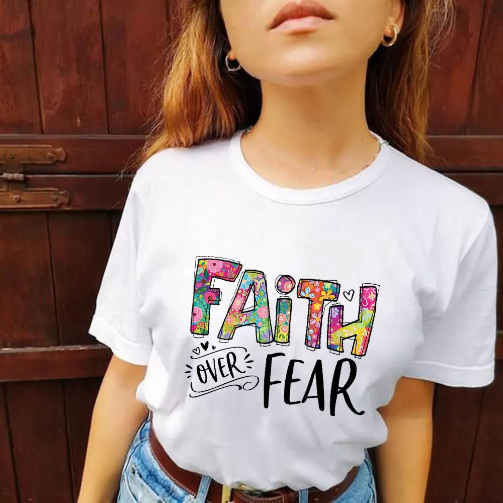 

Женская Винтажная футболка с надписью «Faith Over страх», в стиле 90-х годов