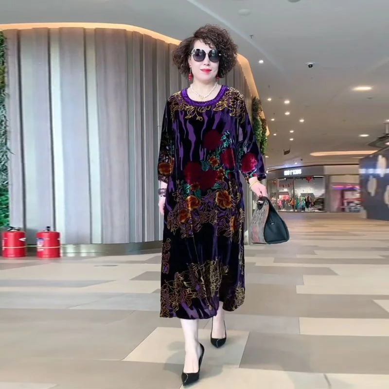 Женское золотистое бархатное Брендовое роскошное платье Новинка весна-осень 2024