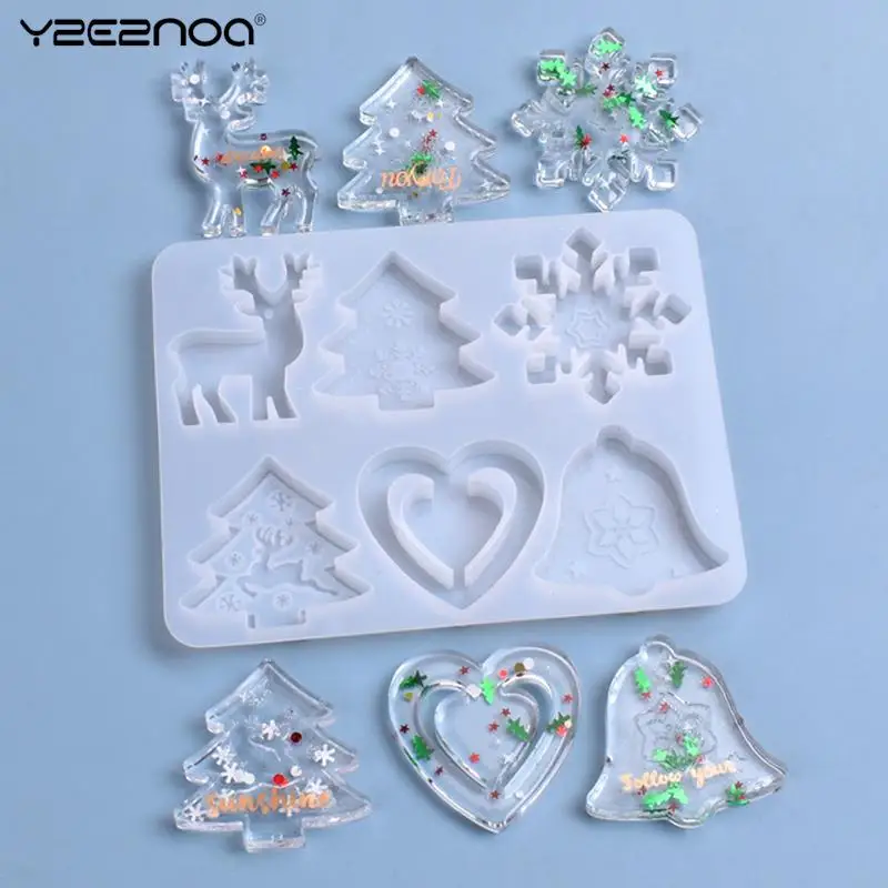 

DIY Keychain Listing Jewelry Silicone Mold Set Christmas Tree Aromatherapy Wax Silicone Mold Snowflake Elk