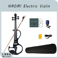 naomi electric violin solid wood violin ebony fittings 44 full size silent electric violin set for violinist students beginners