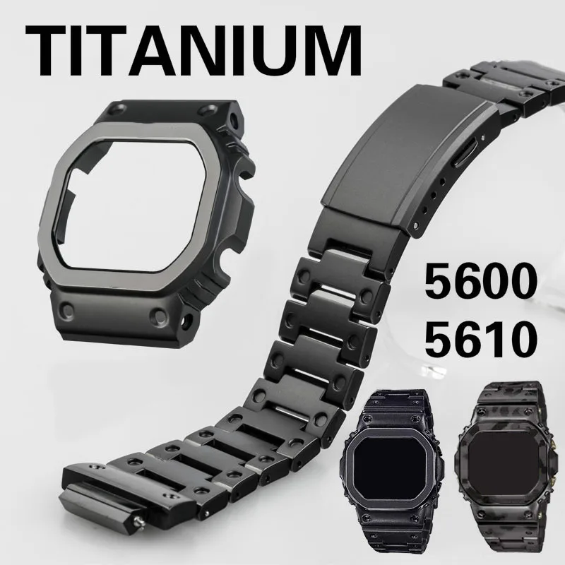 

4rd Titanium Alloy Watch Strap DW5600 GW5600 DW5000/5035 GWM5610 GW5000 Case Bezel GW-M5610 Band Black Camouflage Repair Tools