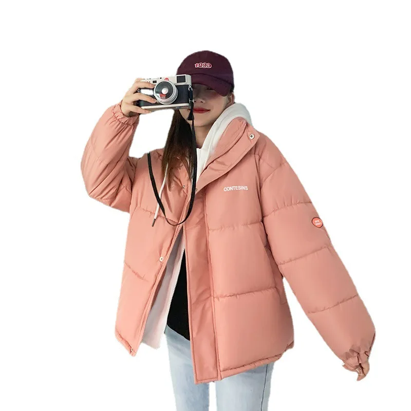 Parkas Women Short Chic Hooded Fake Two Pieces Cotton Jacket plus Size Loose Cotton Padded Jacket Cotto Jacket Winter Coat Women