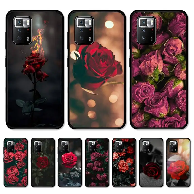 

Bright Red Rose Flowers Phone Case for Redmi 5 6 7 8 9 A 5plus K20 4X S2 GO 6 K30 pro