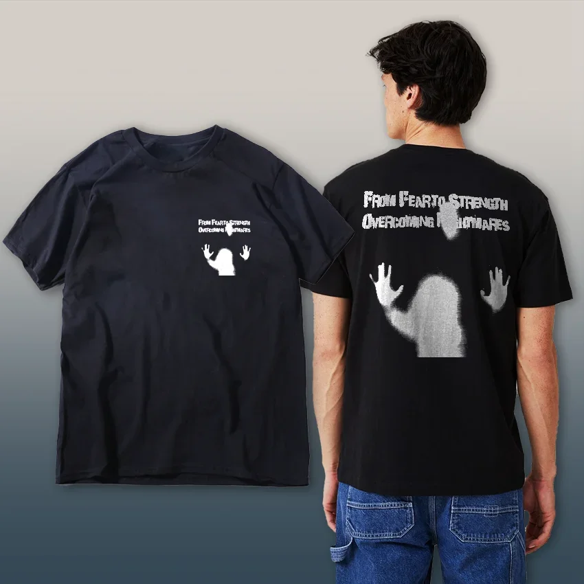 100% bawełny z nadrukiem koszmarów Męska koszulka Casual Streetwear Luźna męska Duży rozmiar Zabawna dekoltem w kształcie litery &quoto&quot