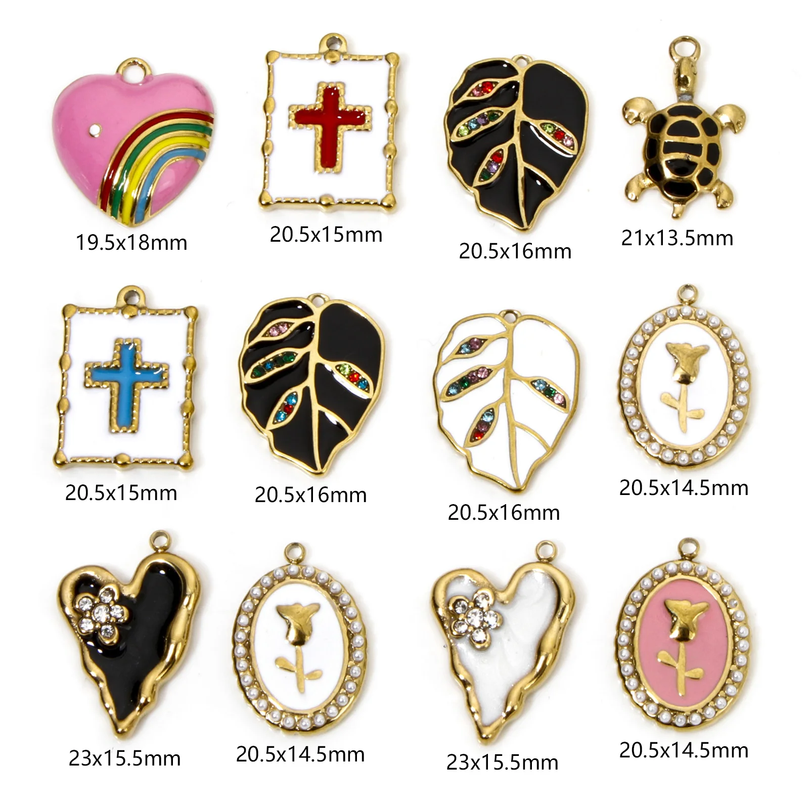 1 шт. Элегантные Подвески из нержавеющей стали разноцветная овальная роза цветок