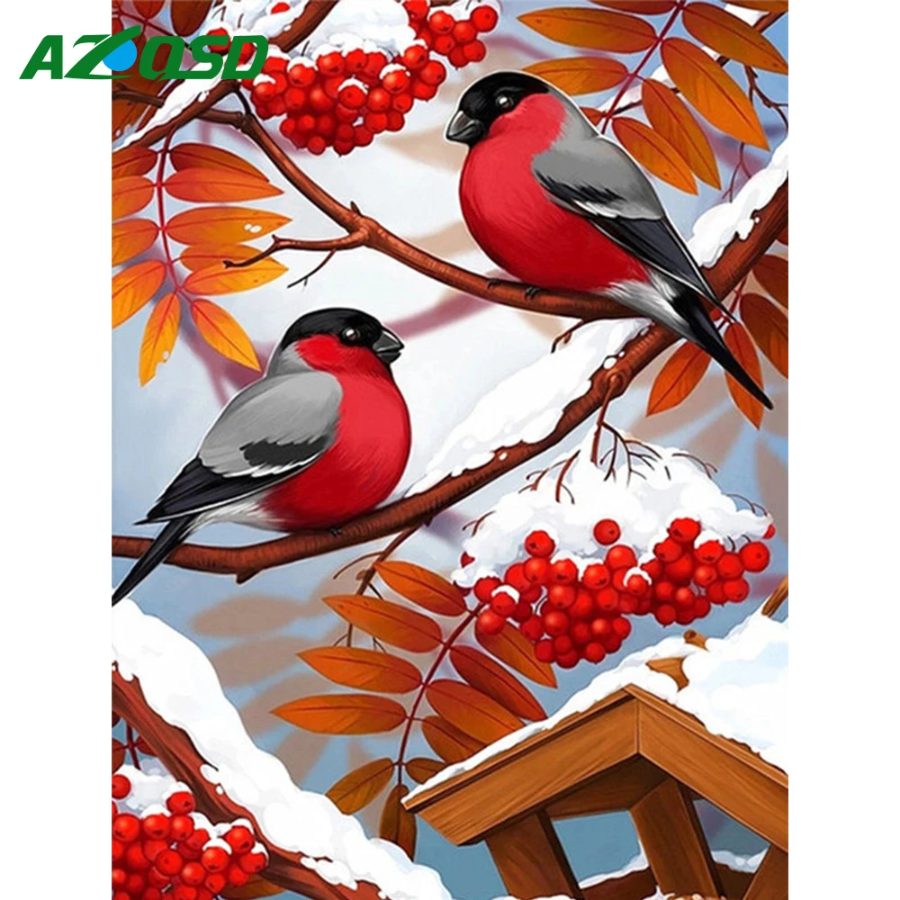 

AZQSD Diamond Embroidery Bird Full Square Crystal Painting Animal Rhinestone Picture Mosaic Winter Cross Stitch Handicraft Hobby