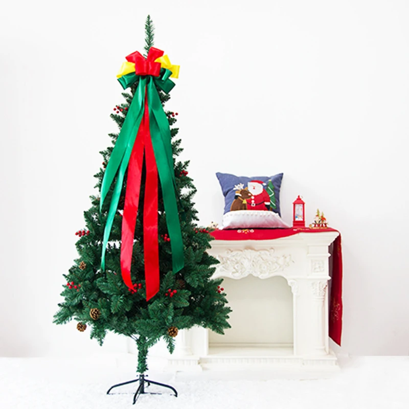 

Большие Рождественские банты 120 см, трехцветный бант, украшение для рождественской елки, Новогодний Декор для дома, подарочные банты ручной работы