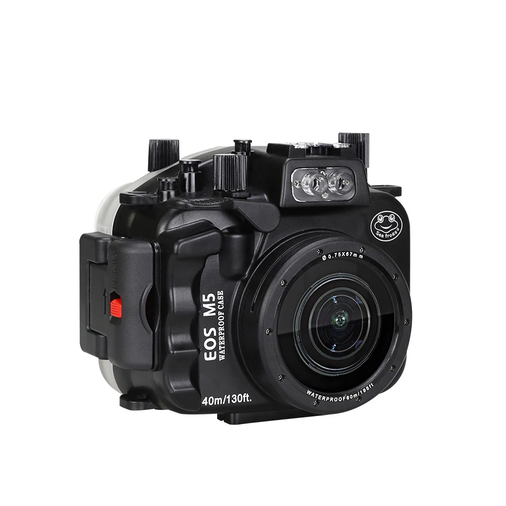 

40M 130ft Waterproof Underwater Housing Camera Diving Case For Canon EOS M5 Camera with 22mm Lens