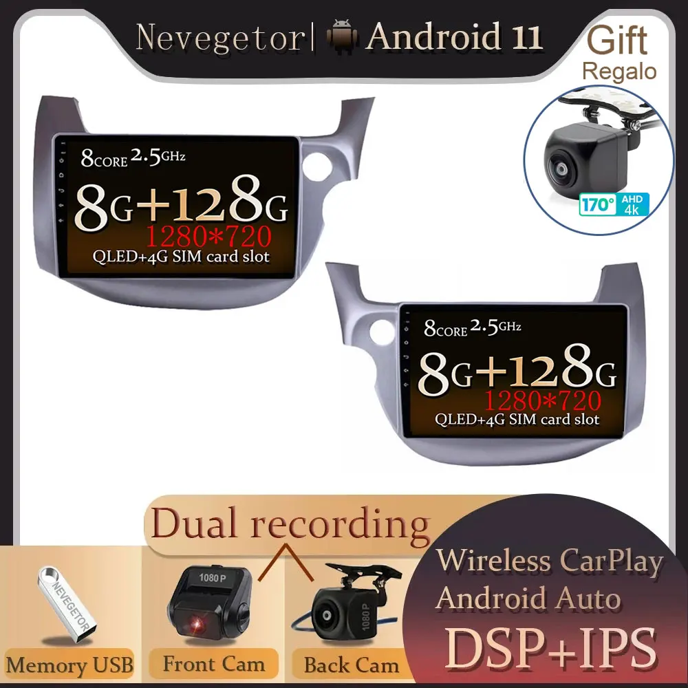 Автомобильный радиоприемник мультимедийный видеоплеер стерео GPS Android 11 Honda FIT JAZZ