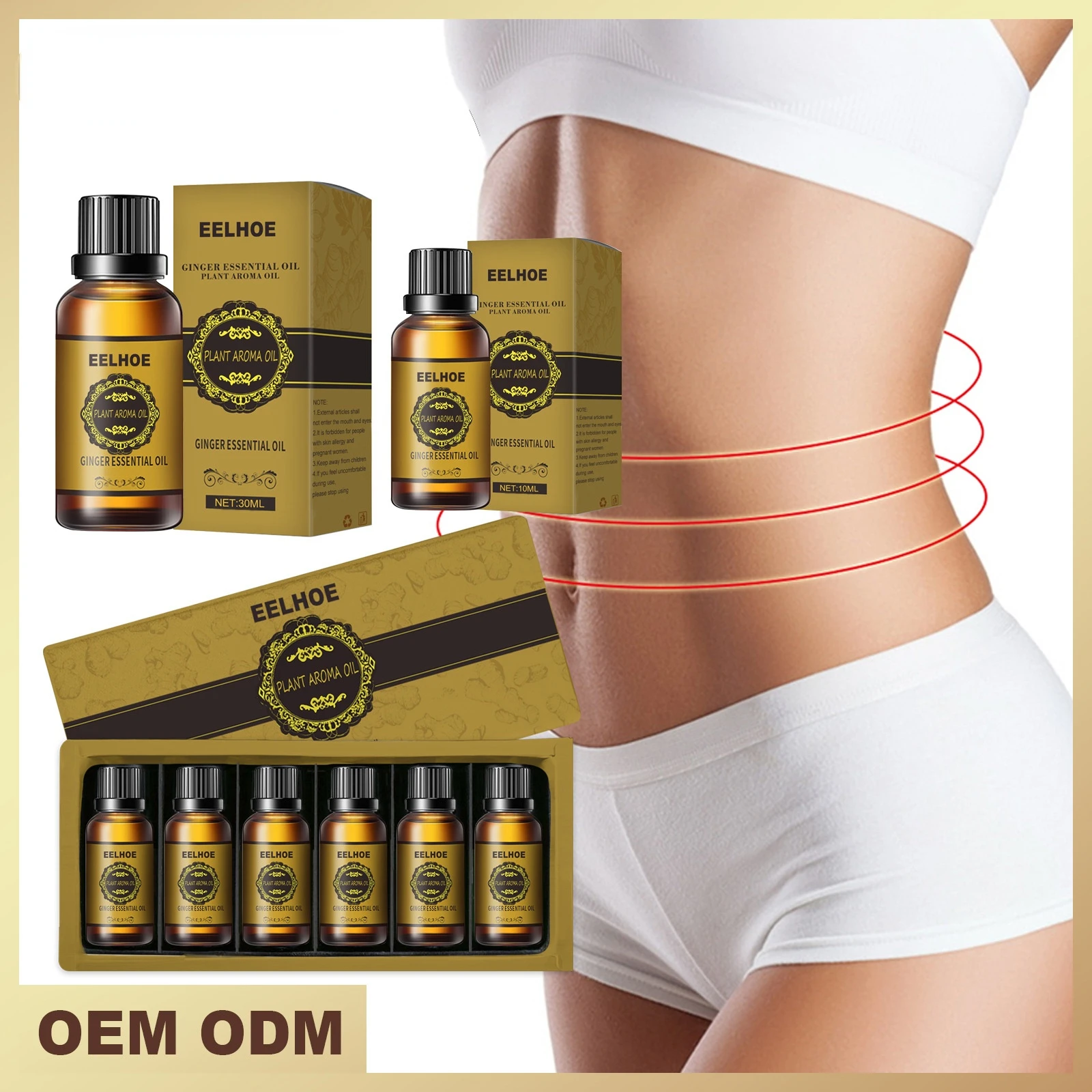 

10ml*6Pcs Ginger Losing Weight Cellulite Remover Hair Scalp Massage Oil Slimming Essential Oils for Fat Burning Firm Body Care