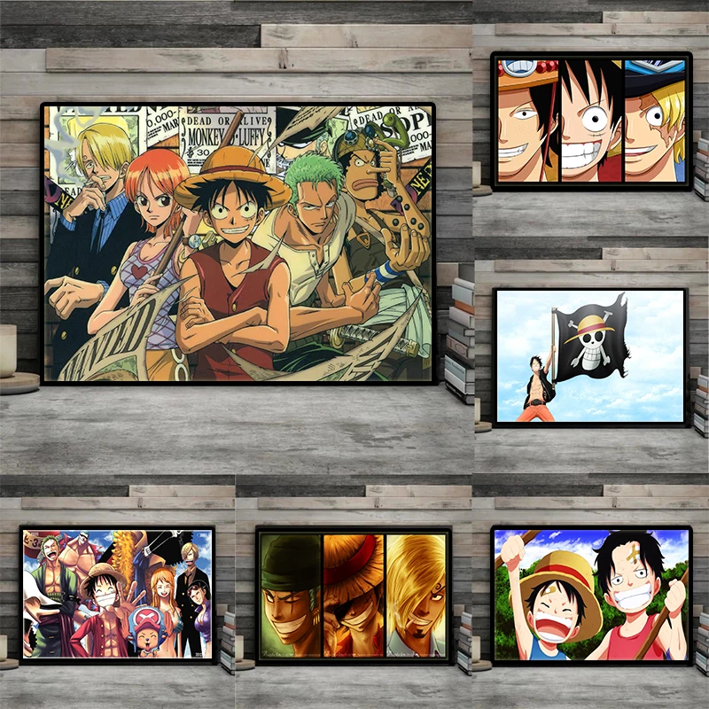 

Anime One Piece Poster Luffy Straw Hat Pirate Canvas Art Painting Modern Home Wall Decora Wall Hanging Print Painting Cuadros