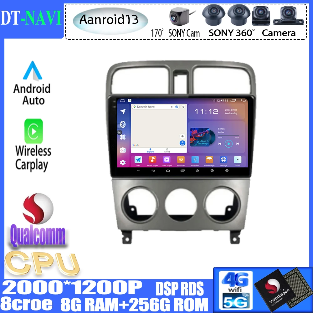 

Автомагнитола для Subaru Forester, мультимедийный проигрыватель на Android 13, для Subaru Forester SG 2002-2008, 9 дюймов, с GPS-навигацией, Wi-Fi, BT, 4G, без DVD, типоразмер 2DIN
