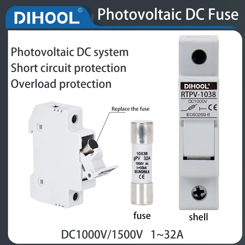 Солнечный ПВ предохранитель держатель Солнечной PV DC изолятор MCB 1000V 10A 15A 1500V