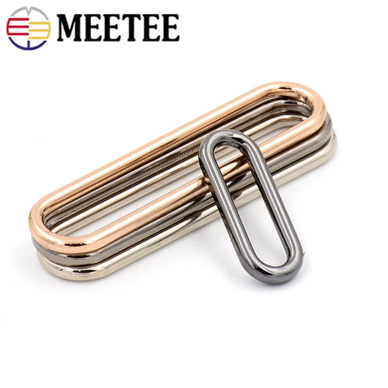 

10pcs Meetee 15mm-60mm O Ring Seamless Oval Metal Buckles for Shoes Luggage Handbag Rings Egg Button DIY Hardware Accessories