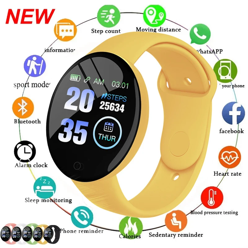 

Умные часы D18PRO для мужчин и женщин, фитнес-трекер с монитором кровяного давления, детские часы для девочек, водонепроницаемые спортивные Смарт-часы для Android и IOS