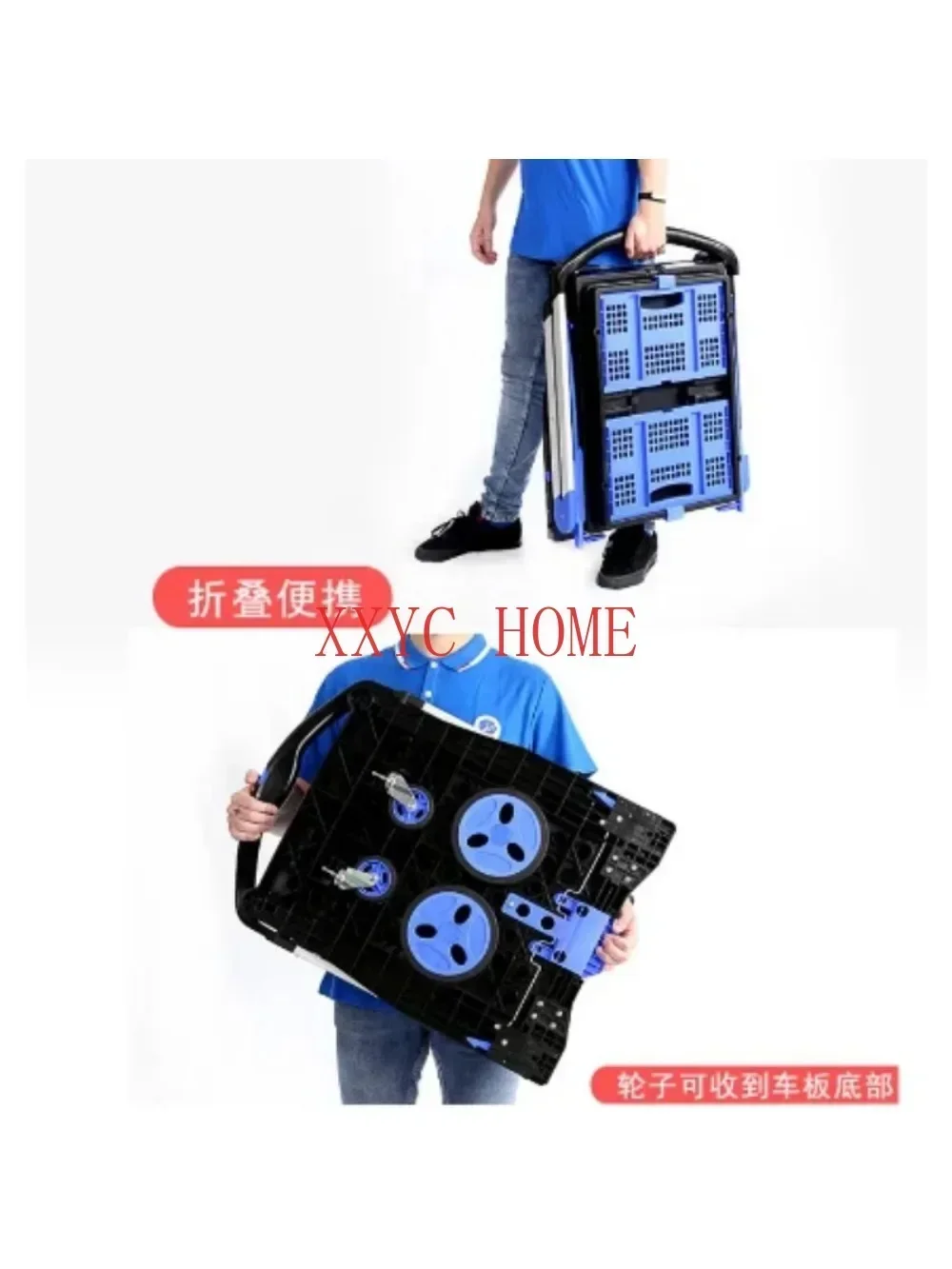 Новые двухслойные складные тележки легкие алюминиевые для покупок с ящиком