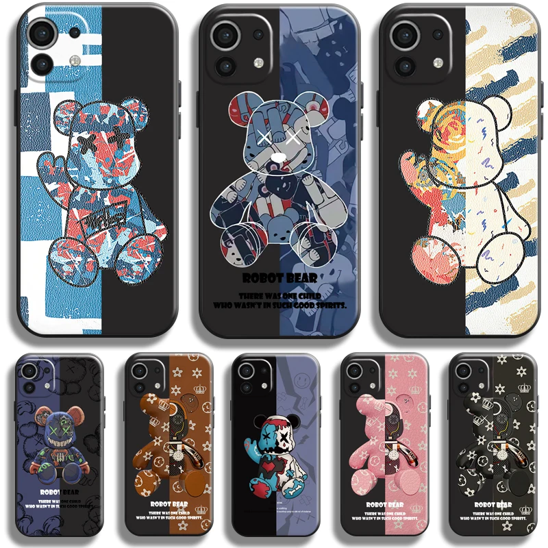 

Luxury Fashion Bear For Xiaomi Mi 11 Mi 11 Lite 5G Phone Case For Xiaomi 11 Lite 5G Coque TPU Funda Black Soft Liquid Silicon