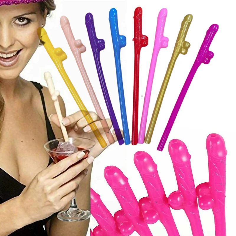 

50Pcs Penis Straws Hen Night Party Team Bride Plastic Willy Dick Bridal To Be Drink Straw Sexy Nude Bar Bachelorette Supplies