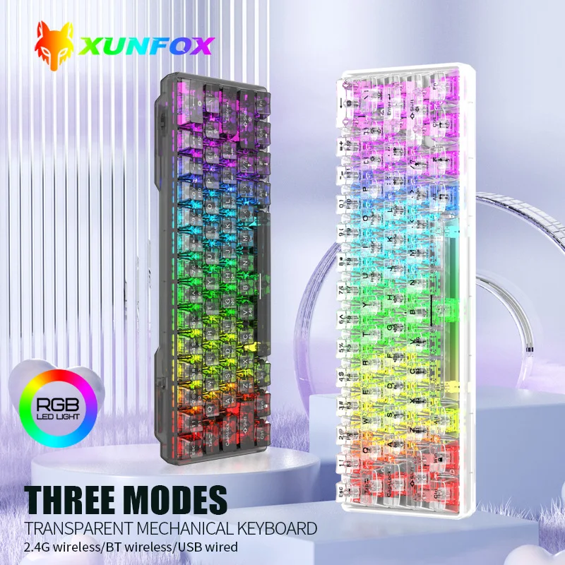 Беспроводная механическая клавиатура K30pro, беспроводная Bluetooth-клавиатура для третьей ложной экспертизы, прозрачная портативная и перезаряжаемая Rgb-клавиатура для видеоигр