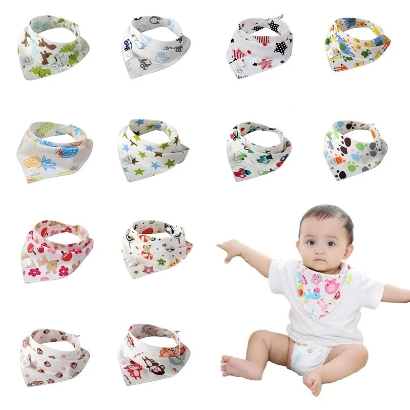 

1pc Random Type Cotton Baby Bibs for Infant Adjustable Toddler Scarf Newborn Bandana Bibs with Double-layer Buttons Stuff