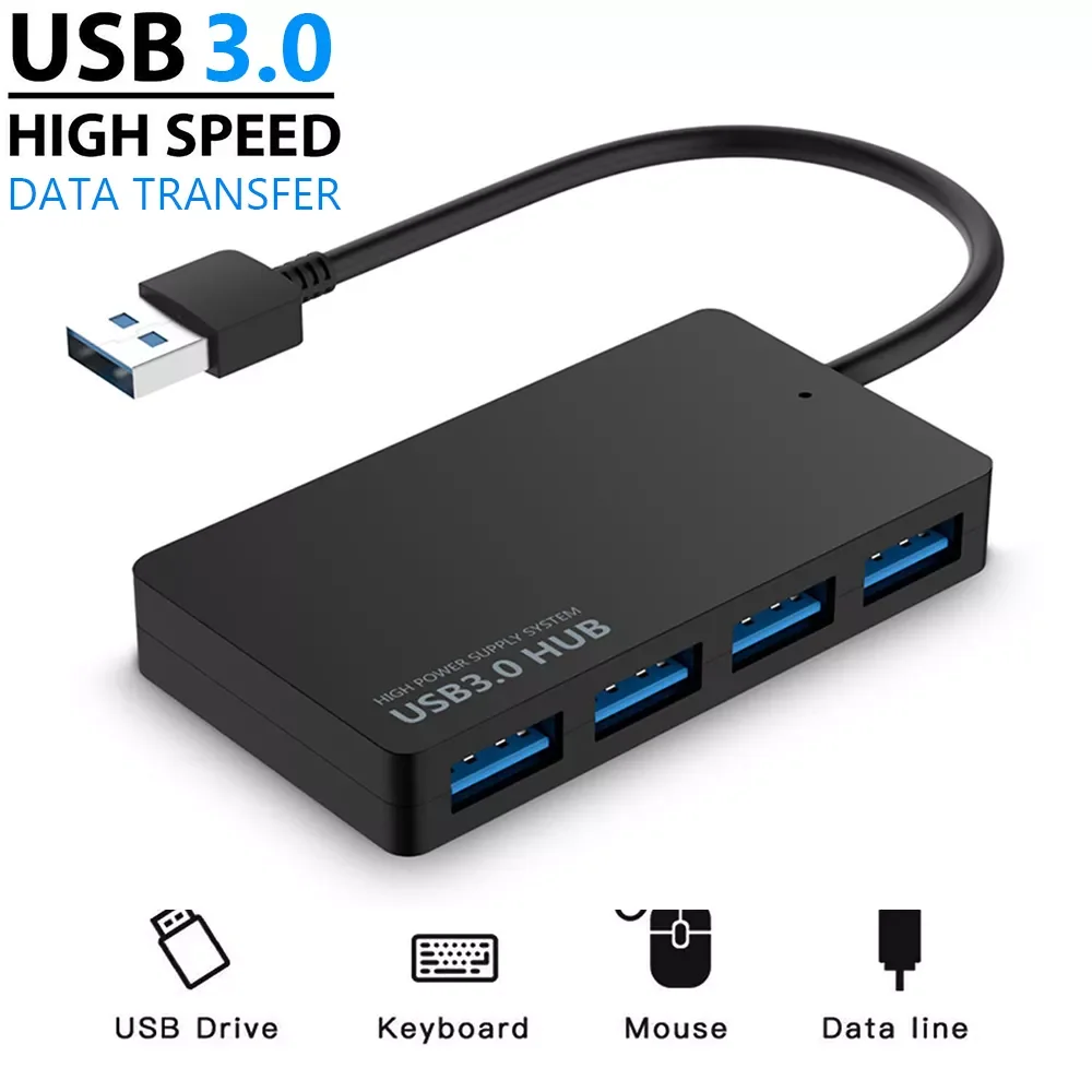 

Высокоскоростной USB-разветвитель для ноутбуков и ПК, 4 внешних порта