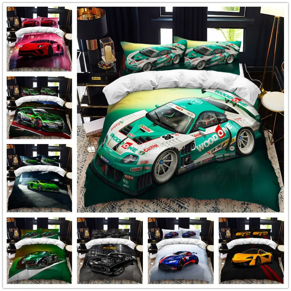 

Sports car racing Bedding Set Single Twin Full Queen King Size SUV Truck Bed Set Aldult Kid Bedroom Duvetcover Sets 3D Print 036