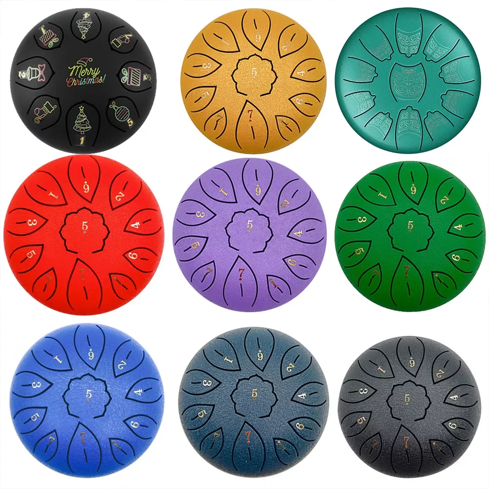 

Tune Tongue Drum 6 Inch Steel Tongue Drum Kits With Drumstick Finger Cots Drum Bag Drumstick Stand Instruments Accessories