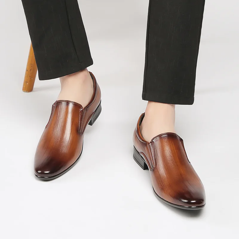 

men's fashion wedding party dress original leather shoes slip-on driving shoe breathable summer loafers black brown footwear man