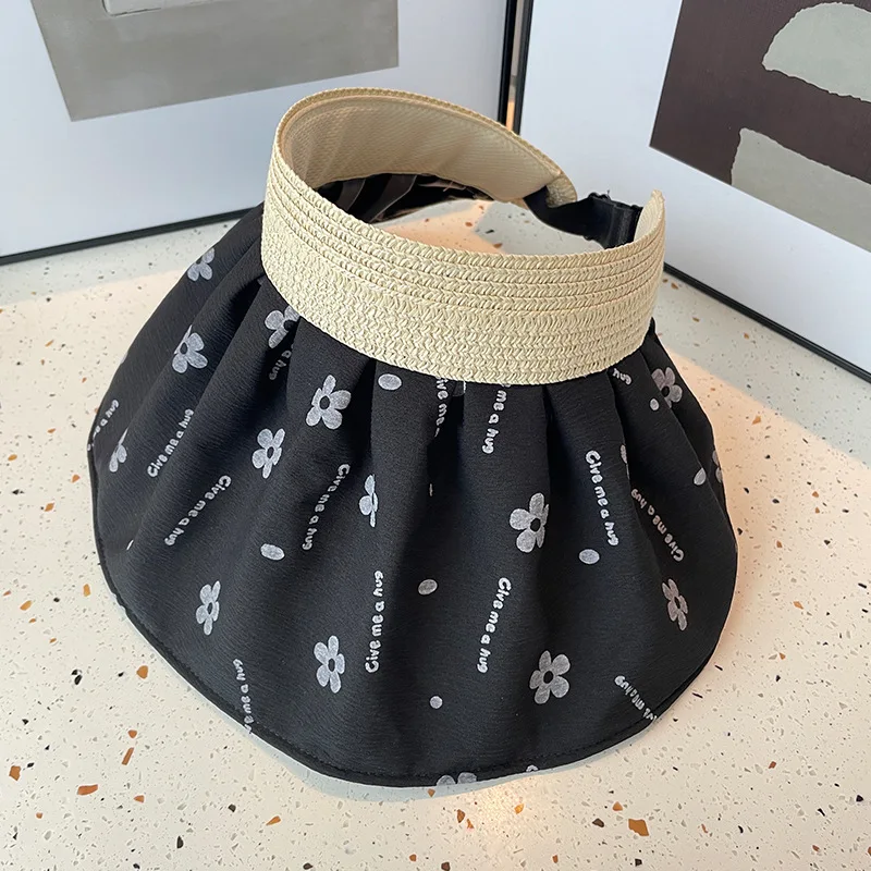 

COKK Summer Hats For Women Empty Top Big Brim Adjustable Sunshade Shell Hat Beach Sunscreen Sun Hat Female Gorro Caps Visor New