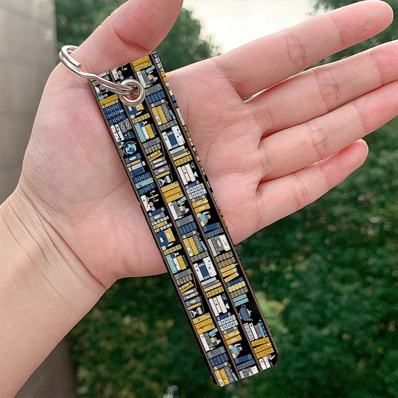 

Fashion Blue Yellow Library leather motorcycle Key chain Strap Key rings Hanging Holder Bag Wallet Trinket Keychain Hanging Bag