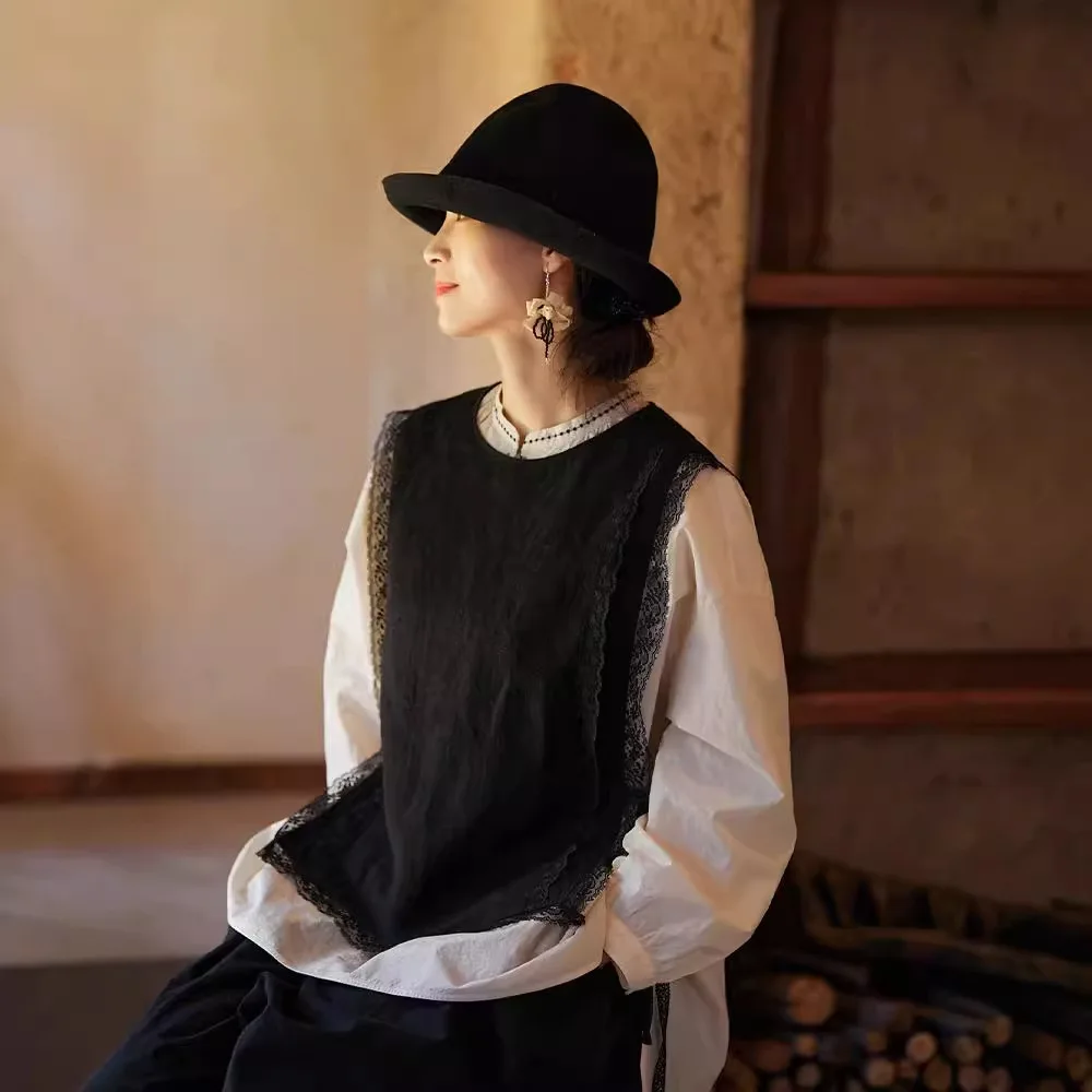 UMI MAO новый жилет в китайском стиле смешанный льняной женский осенний нежный