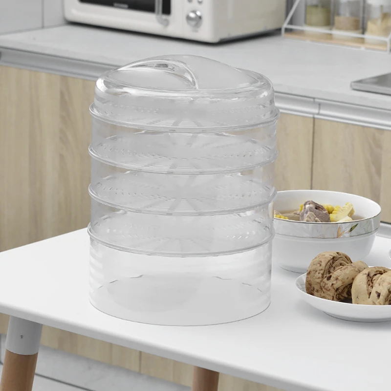 

5 Layers Transparent Dish Food Cover Stackable Modern Tiered Insulation Food Cover Fresh Box Leftovers Cover