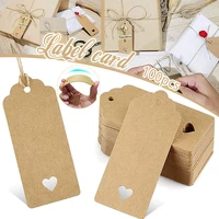 100pcs kraft paper tag with rope multipurpose gift card hanging tag for birthday wedding diy crafts can csv