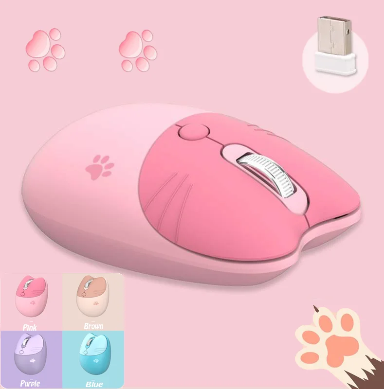 

Ergonomic Wireless Mouse Pink Mini USB Optical Kawaii Cute Gaming Mice Silent Computer Gamer Mause Girl For Laptop PC Computer