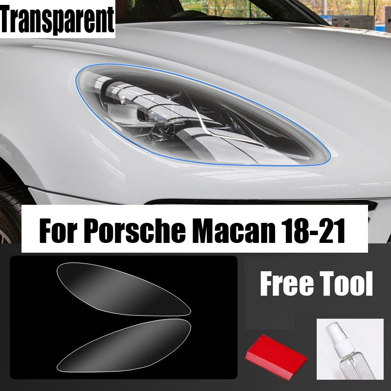 

Наружные аксессуары для Porsche Macan 2014-2021, Защитная пленка для передней фары автомобиля из ТПУ, затемненная прозрачная светодиодная наклейка