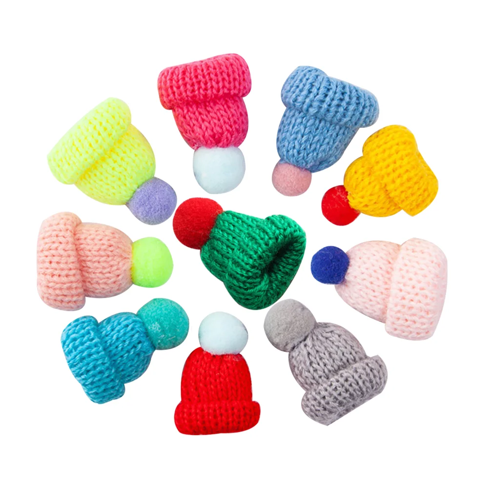 

55 Pcs Knit Hat Knit Santa Hat Pom Pom Trim Mini Mini Hat Dolls Christmas Craft Decoration Christmas Decor