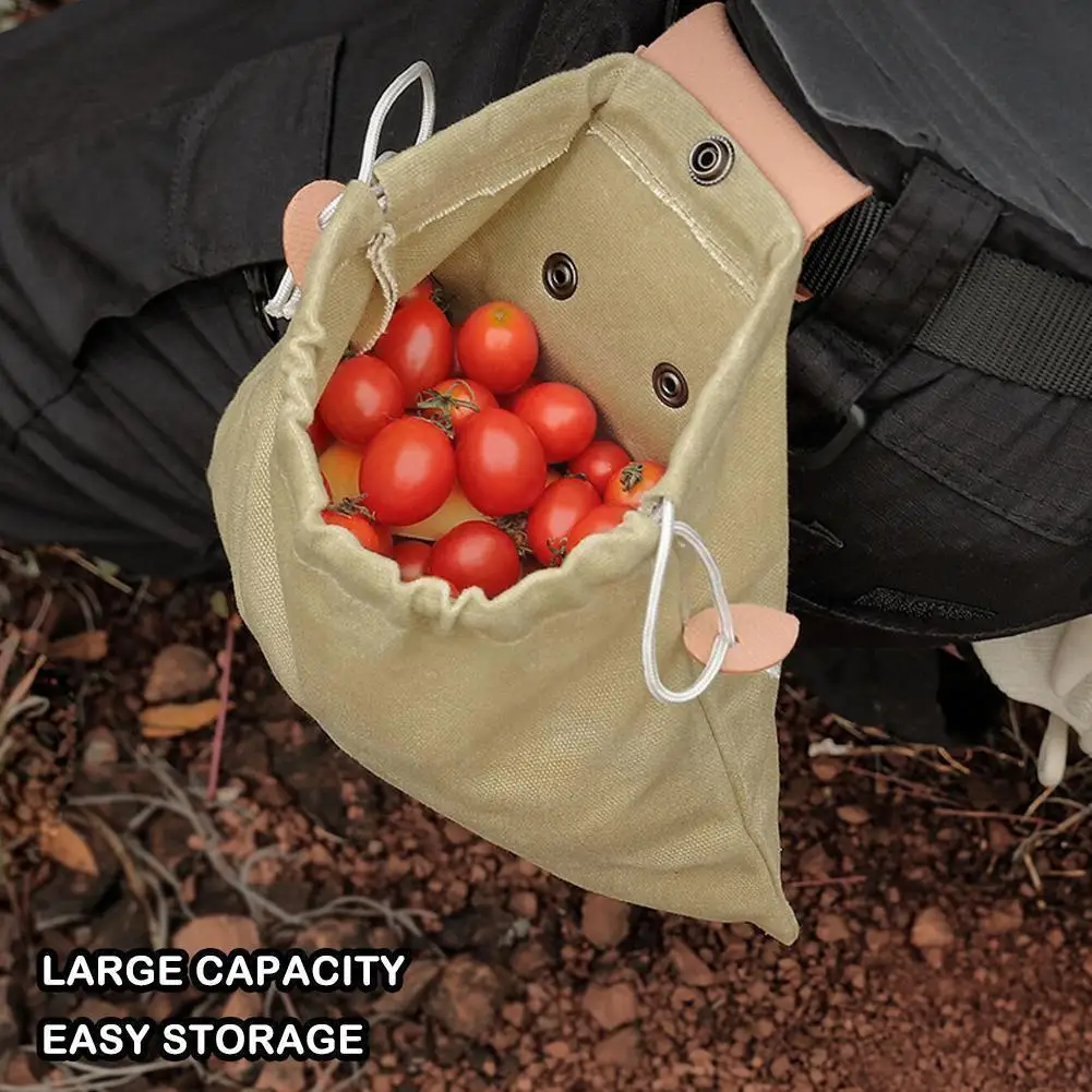 

Outdoor Foraging Bag Fruit Picking Bag Collapsible Camp Bag Canvas Berry Hiking Leather Puch Tool Storage Storage I1E0