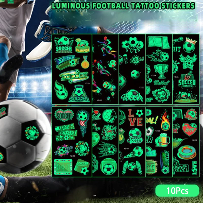 10 шт. фосфоресцирующие наклейки-татуировки для футбола