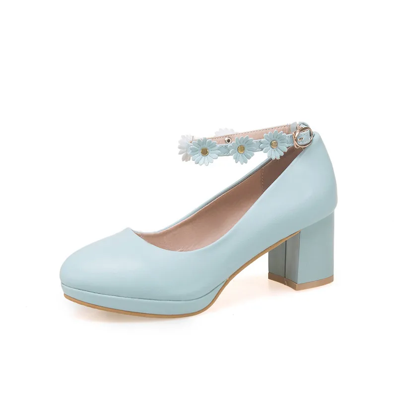 

High Heel Girls Dress Hosting Shoes 6CM Princess Girl Party Heels Fashion Big Kids Formal Shoes Size 30-39 Blue White Pink
