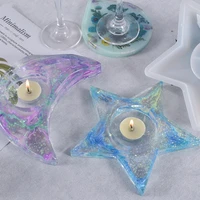 3d star and moon shape candle stove silicone mold diy art plaster candle base concrete clay stove making home decoration