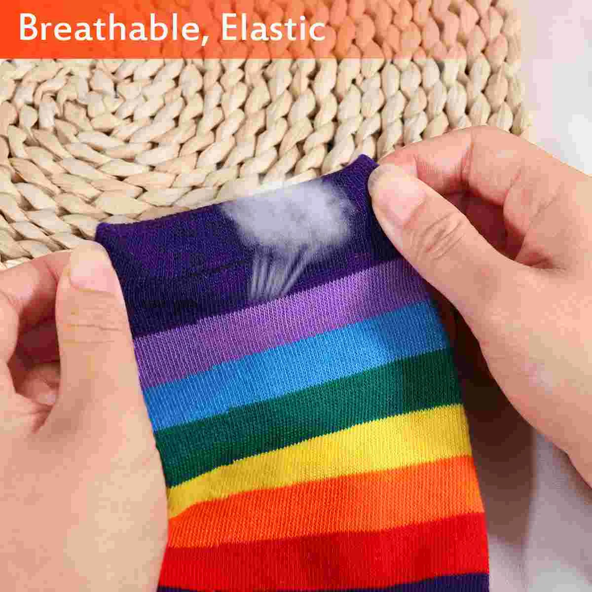 Tinksky 1 пара теплые красочные перчатки без пальцев в радужную полоску с рукавами