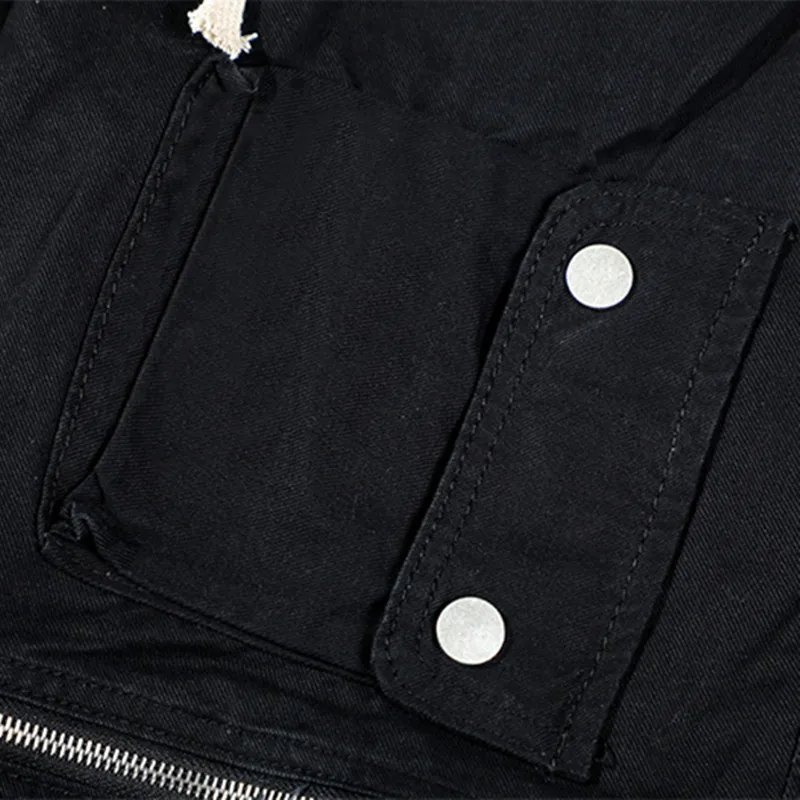 2022 Vibe Overalls Black Cotton Elastic Waist Men Cargo Jeans Trousers Drawstring Sweatpants Male Ankle Zipper Tracksuit Pants