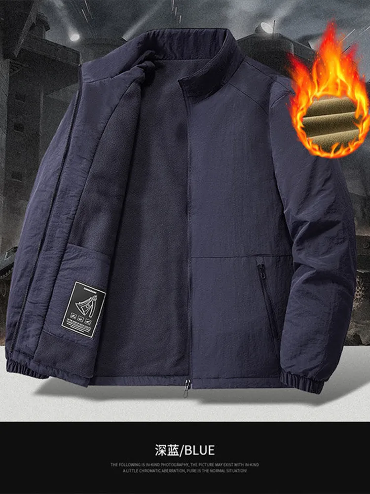 Новинка Осень-зима 2024 модный однотонный утепленный мужской блейзер из флиса