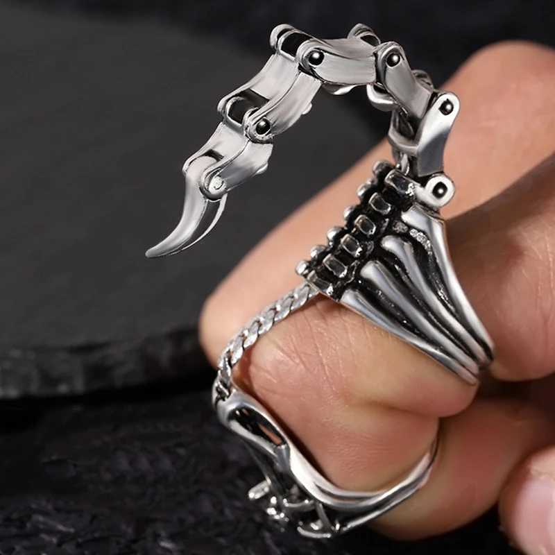 

Scorpion Ring For Men Heavy Rock Punk Joint Rings Vintage Cool Gothic Scroll Armor Knuckle Metal Full Finger Rings Jewelry
