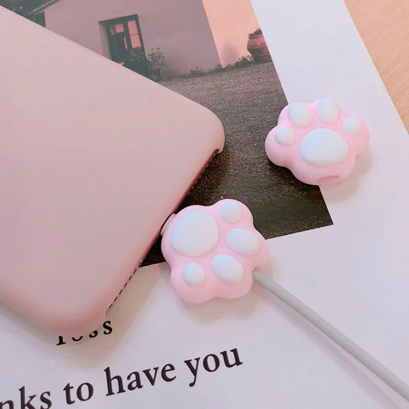 

1pcs Cute Creative Usb Cat Claw Data Cable Bite Charger Wire Cartoon Data Cable Protector Silicone Cable Saver For Charging