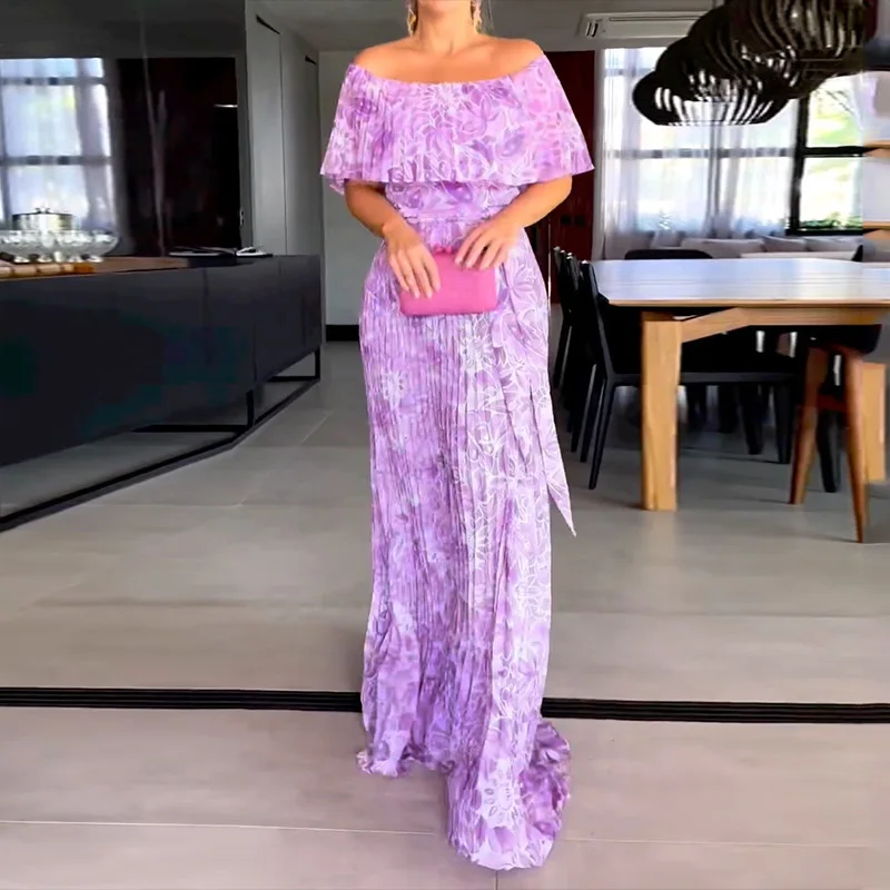 

Женское шифоновое длинное платье с цветочным принтом, без бретелек