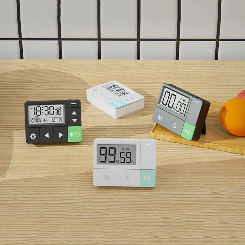 Mutfak zamanlayıcı LCD büyük geri sayım sayacı kronometre manyetik Alarm standı pişirme duş çalışma kronometre ses hatırlatma