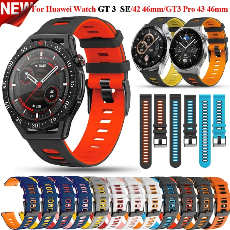 

Ремешок силиконовый для смарт-часов Huawei Watch GT2 GT 3 SE Pro 42/46 мм, сменный Браслет для наручных часов Correa GT3 Pro 46 мм, 20 22 мм