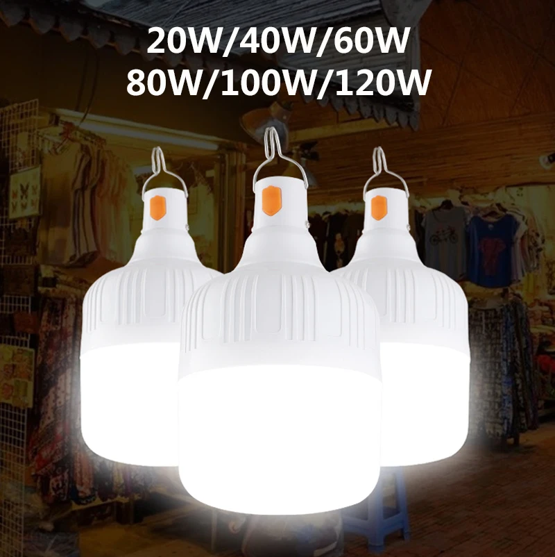 

Outdoor Portable Lantern Bulb USB Rechargeable LED Emergency Lights 3 Modes Hook Up BBQ Camping Lights for Patio Porch Garden